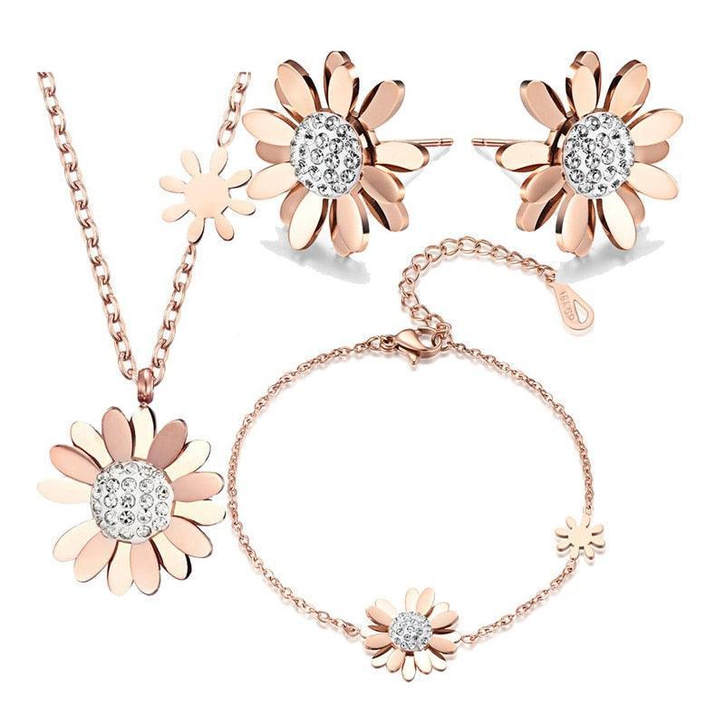 Conjunto de Flores (Brinco, Colar e Pulseira) - UsePulses